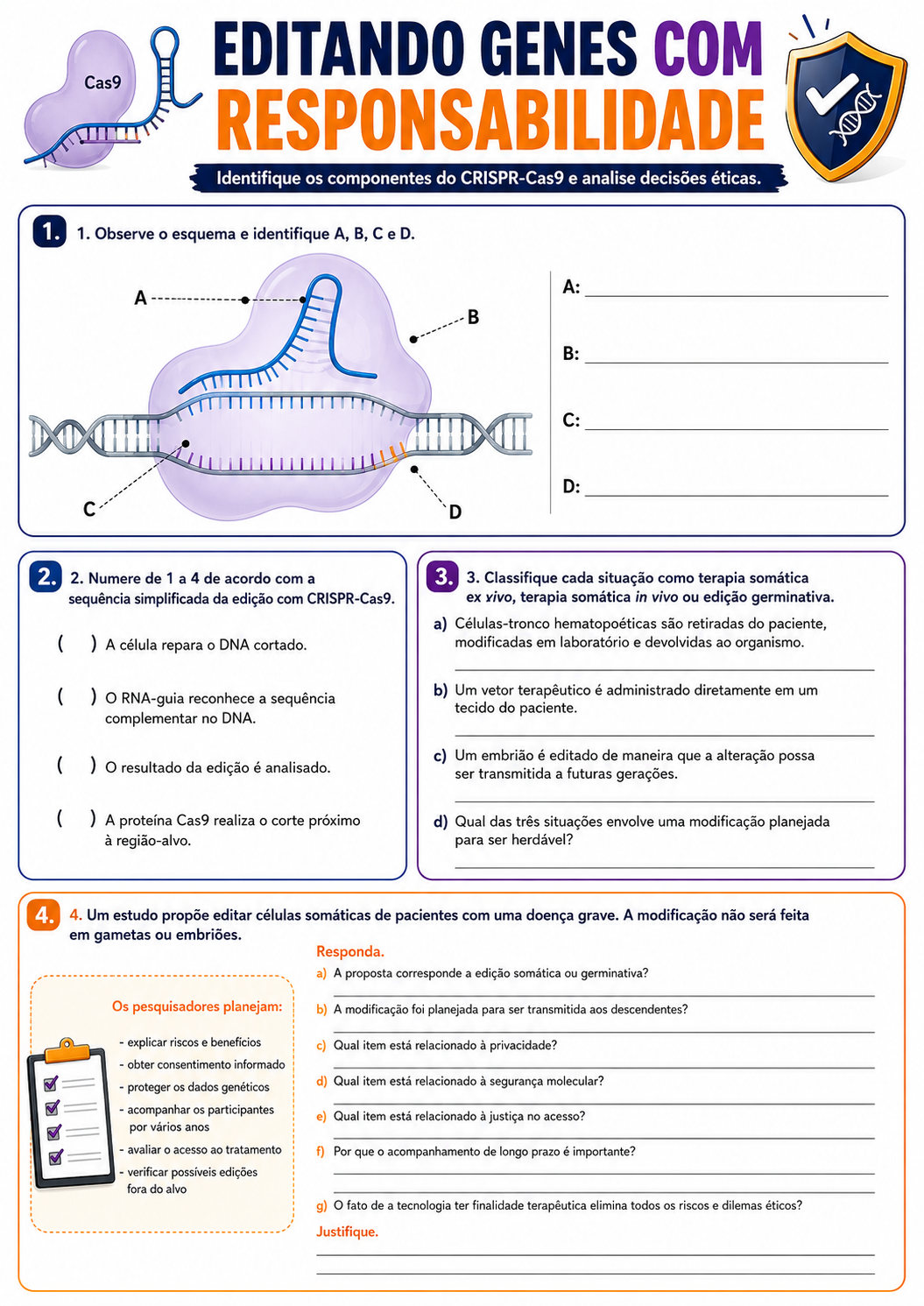 Atividade visual de Genética: Editando Genes com Responsabilidade