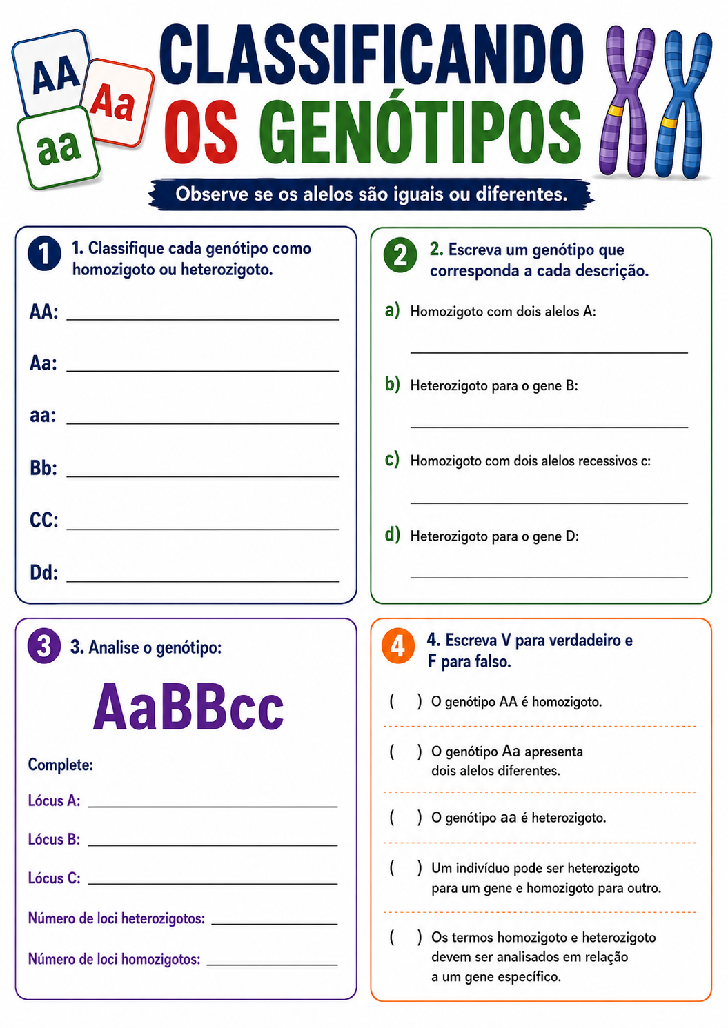 Atividade visual de Genética: Classificando os Genótipos